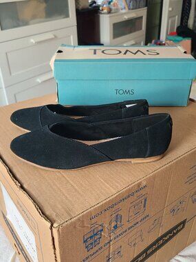 TOMS Jutti Neat flats, Black Suede, W US Size 9.5